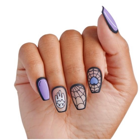 imPRESS Other - KISS imPRESS Spooky Cartoon Press Nails Purple Black White 26534 Party Startled